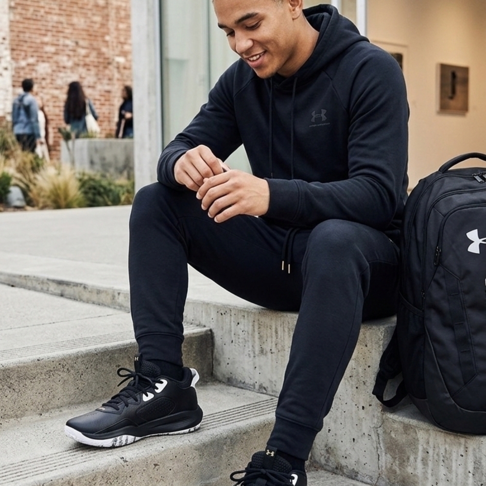 ​Under Armour UA Jet Basketball Shoes Black White Gold - Picture 3 of 7